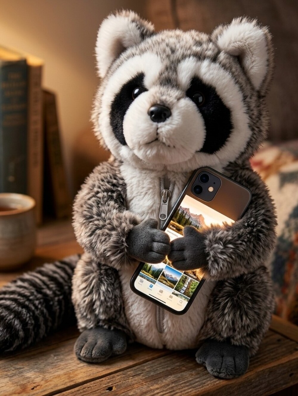 🛍Pottery Barn Teen 14" Tall Plush Raccoon with Speakers P7